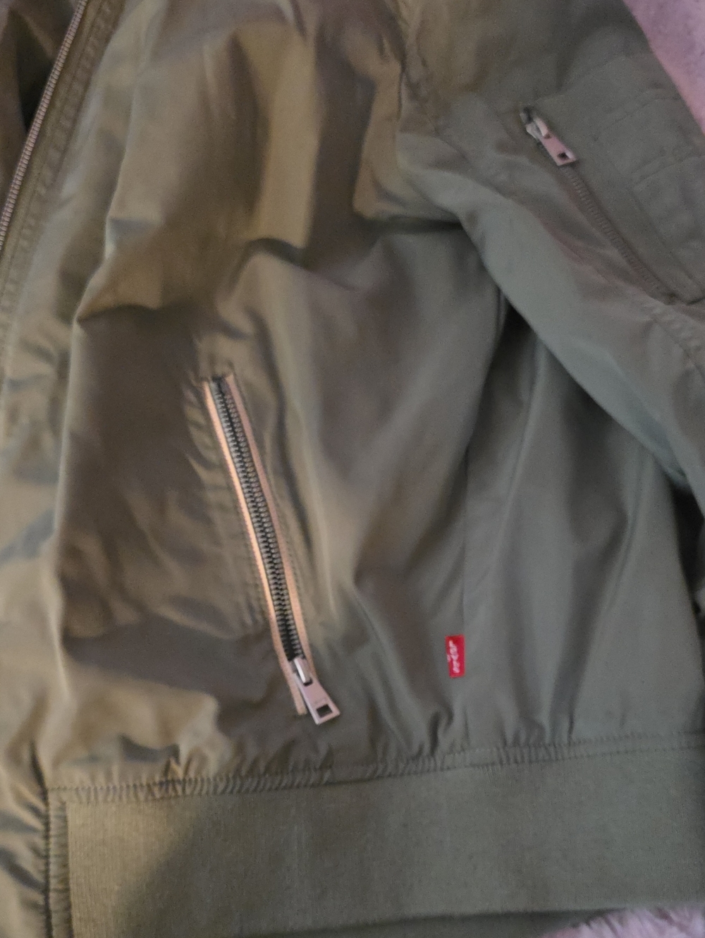 Levi's Olive Green Woman's Bomber Jacket with Zipper Pockets